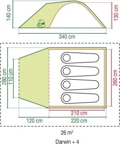 Coleman Darwin 4 Plus Koepeltent - 4-Persoons - Groen -Buiten Kamperen 1003x1200