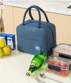 Merkloos Koeltas Lunch - Lunchtas Volwassenen - Kinderen - Lunchtrommel - Picknicktas - Koelzak - Coolbag - Waterdicht - Lunchtas - Koeltasje - Donker Blauw -Buiten Kamperen 1015x1200