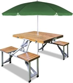 Merkloos Deuba Picknicktafel Campingtafel - Opvouwbaar Voor 4 Personen - Hout En Aluminium -Buiten Kamperen 1053x1200 3