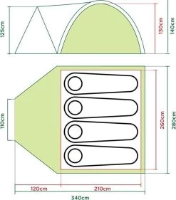 Coleman Darwin 4 Plus Koepeltent - 4-Persoons - Groen -Buiten Kamperen 1056x1200