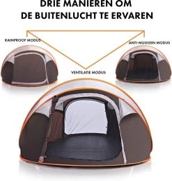 Fly Lab Luxe Pop Up Tent - Kampeer Tent - Grijs/Oranje - 4 Persoons -Buiten Kamperen 1136x1200 1