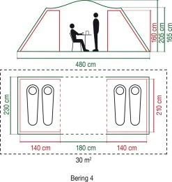 Coleman Bering 4 Vis-a-Vis Tent - Familietent - 4-Persoons - Groen 14 Coleman Bering 4 Vis-a-Vis Tent - Familietent - 4-Persoons - Groen -Buiten Kamperen 1136x1200