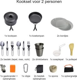 Hikr® Camping Pannenset - Complete 22-delige Kookset - Lichtgewicht - Kookgerei Servies - Outdoor - BPA-vrij - Keukengerei Set -Buiten Kamperen 1144x1200