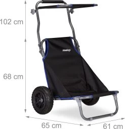 Relaxdays Strandkar Opvouwbaar - Strandstoel Met Zonnedak - Strand Stoel Op Wielen -Buiten Kamperen 1162x1200 1