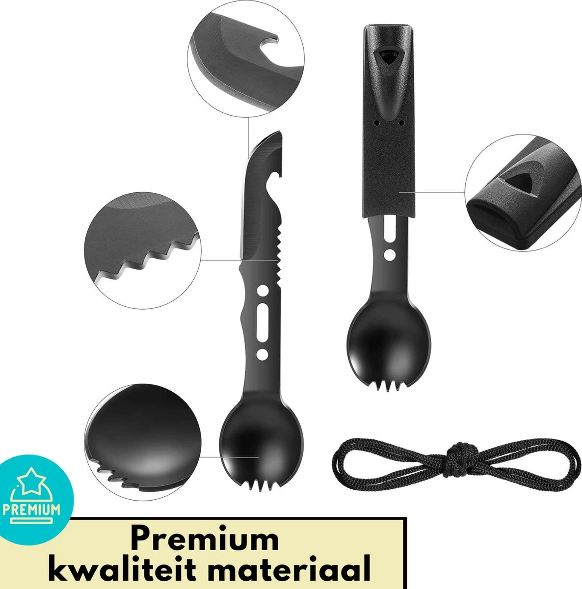 Lynnz® Spork 7 In 1 - Camping Bestek - Campingbestek - Campingservies - Reisbestek - Bestek To Go - Jachtmes - Rambomes 2 Lynnz® Spork 7 In 1 - Camping Bestek - Campingbestek - Campingservies - Reisbestek - Bestek To Go - Jachtmes - Rambomes - Afbeelding 2