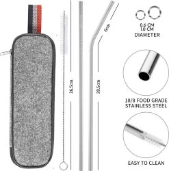 House Of Husk Reisbestek - Reis Bestekset - Chopsticks - Metalen Rietjes Met Borstel - Lepel - Vaatwasserbestendig - RVS - 7 Delig - Zilver -Buiten Kamperen 1186x1200