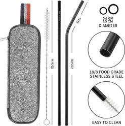 House Of Husk Reisbestek - Reis Bestekset - Chopsticks - Metalen Rietjes Met Borstel - Lepel - Vaatwasserbestendig - RVS - 7 Delig - Zwart -Buiten Kamperen 1193x1200 4