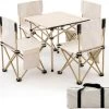 Merkloos Camping Tafel Met Stoelen - Inklapbaar - Camping Set - Kamperen - Outdoor - Lichtgewicht