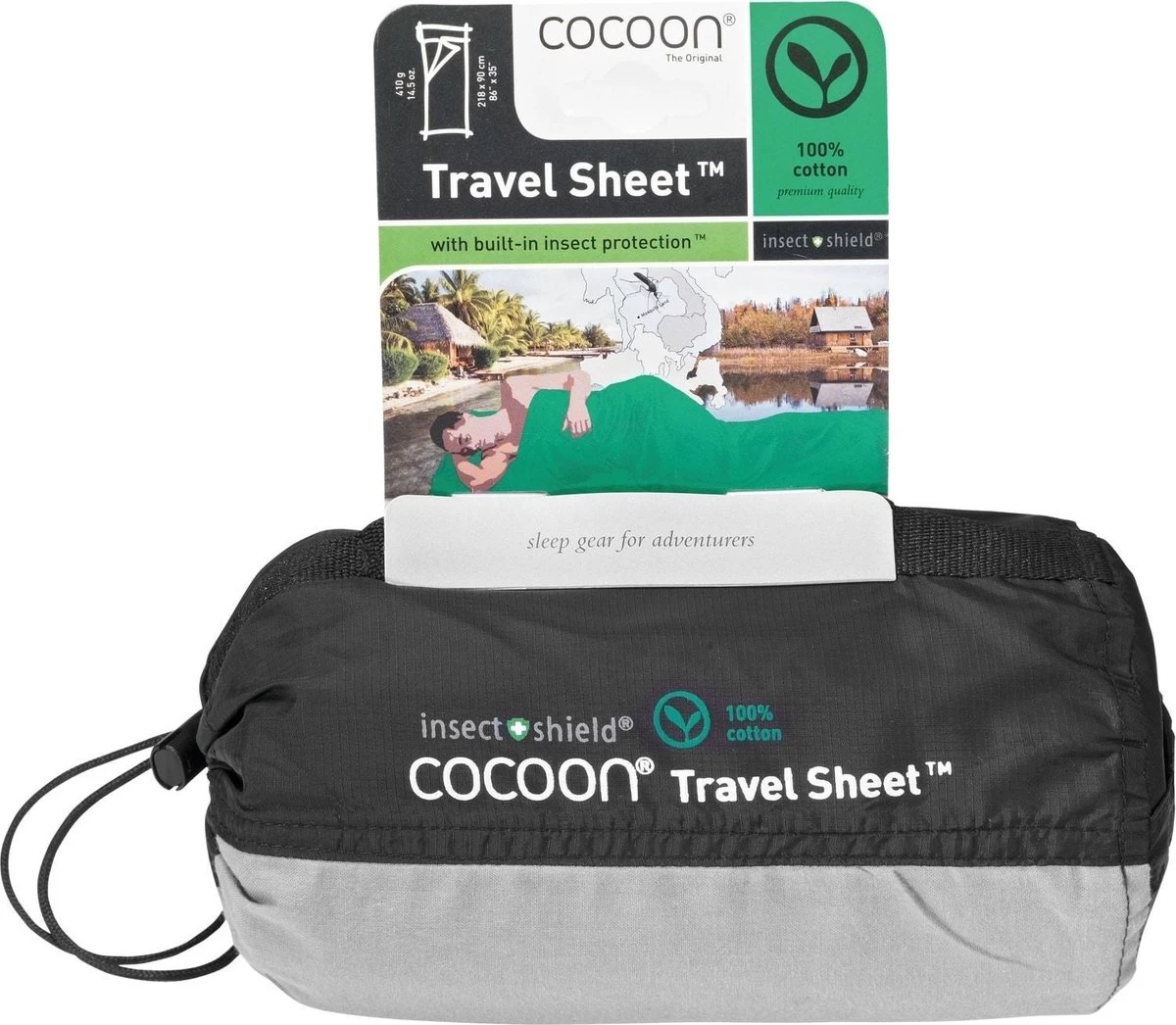 Cocoon Travelsheet InsectShield 100% Katoen - Safari Grey 1 Cocoon Travelsheet InsectShield 100% Katoen - Safari Grey
