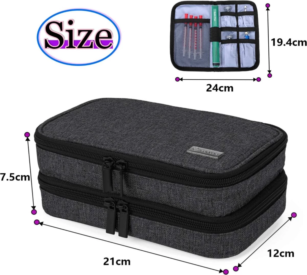 Merkloos Insuline Koeltas Etui Diabetes Tasje Met Ijspak Diabetes Clutch Zwart 2 Merkloos Insuline Koeltas Etui Diabetes Tasje Met Ijspak Diabetes Clutch Zwart - Afbeelding 2