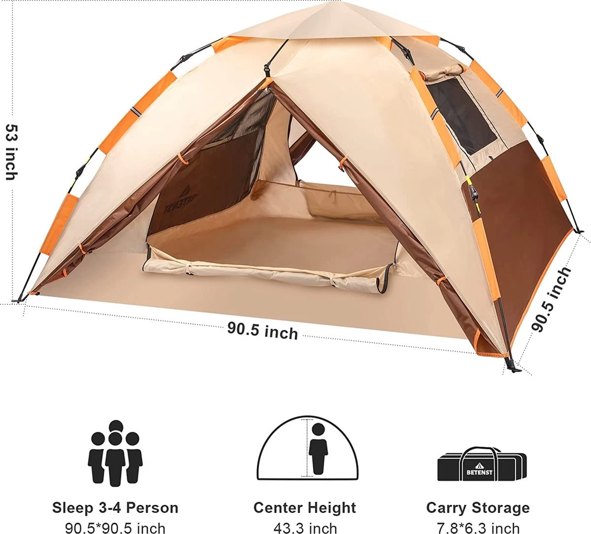 Merkloos Kamping Tent / Absolutely Waterproof, Lightweight Camping Tent With - Tent Ideal For Camping In The Garden, Dome Tent, 5 Merkloos Kamping Tent / Absolutely Waterproof, Lightweight Camping Tent With - Tent Ideal For Camping In The Garden, Dome Tent, - Afbeelding 5