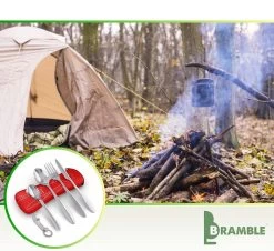 Roestvrij Staal Bestek (kampeerset) – Draagbare Reislepels, -vork En -mes Voor Festivals, Camping Of Trektochten - Wordt Geleverd Met Een Neopreen Draagtasje Met Een Lichtgewicht Flesopener -Buiten Kamperen 1200x1100 1