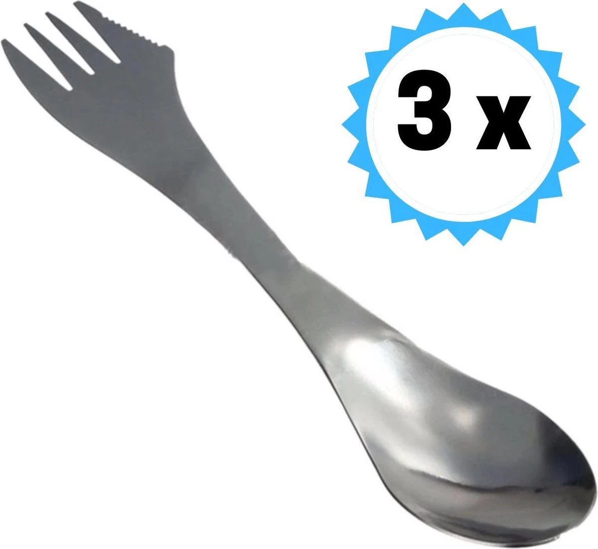 KELERINO. RVS Spork - Survival Outdoor Camping - Vork, Lepel & Mes - 3 Stuks 3 KELERINO. RVS Spork - Survival Outdoor Camping - Vork, Lepel & Mes - 3 Stuks - Afbeelding 3