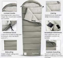 Naturehike® Slaapzak Katoen - 6 Tot 1 Graden - Slaapzakken Volwassenen - 220*80cm - 4 Seizoenen Slaapzak Lente, Zomer, Herfst & Winter - Lichtgewicht & Waterdicht -Buiten Kamperen 1200x1106 1