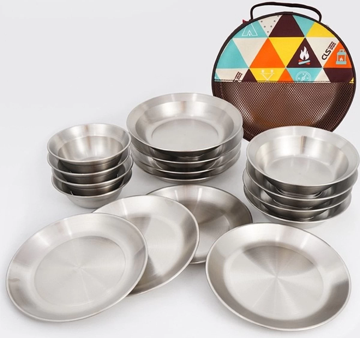 Merkloos Kampeerservies Roestvrijstaal Borden En Kommen 16-delig Servies RVS 1 Merkloos Kampeerservies Roestvrijstaal Borden En Kommen 16-delig Servies RVS