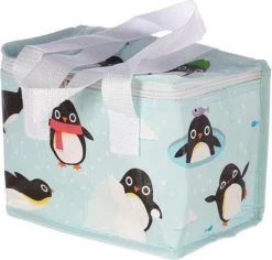 Merkloos Kleine Koeltas Pinguin Print Blauw 20,5 Cm 4 Liter - Koelboxen/koeltassen - Lunchtrommel/lunchtas