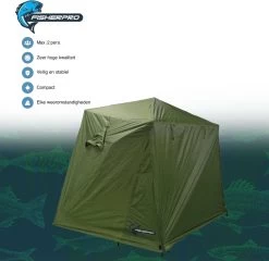 FisherPro Karpertent Met Stormcover – Vistent – Tent - Bescherming Tegen Zon En Wind – 100% Waterdichte Stormhoes – Met Handige Meeneemtas – Ook Geschikt Als Strandtent Of Festivaltent – Extra Veiligheid En Warmte Door Stormcover 31 FisherPro Karpertent Met Stormcover – Vistent – Tent - Bescherming Tegen Zon En Wind – 100% Waterdichte Stormhoes – Met Handige Meeneemtas – Ook Geschikt Als Strandtent Of Festivaltent – Extra Veiligheid En Warmte Door Stormcover -Buiten Kamperen 1200x1164 2