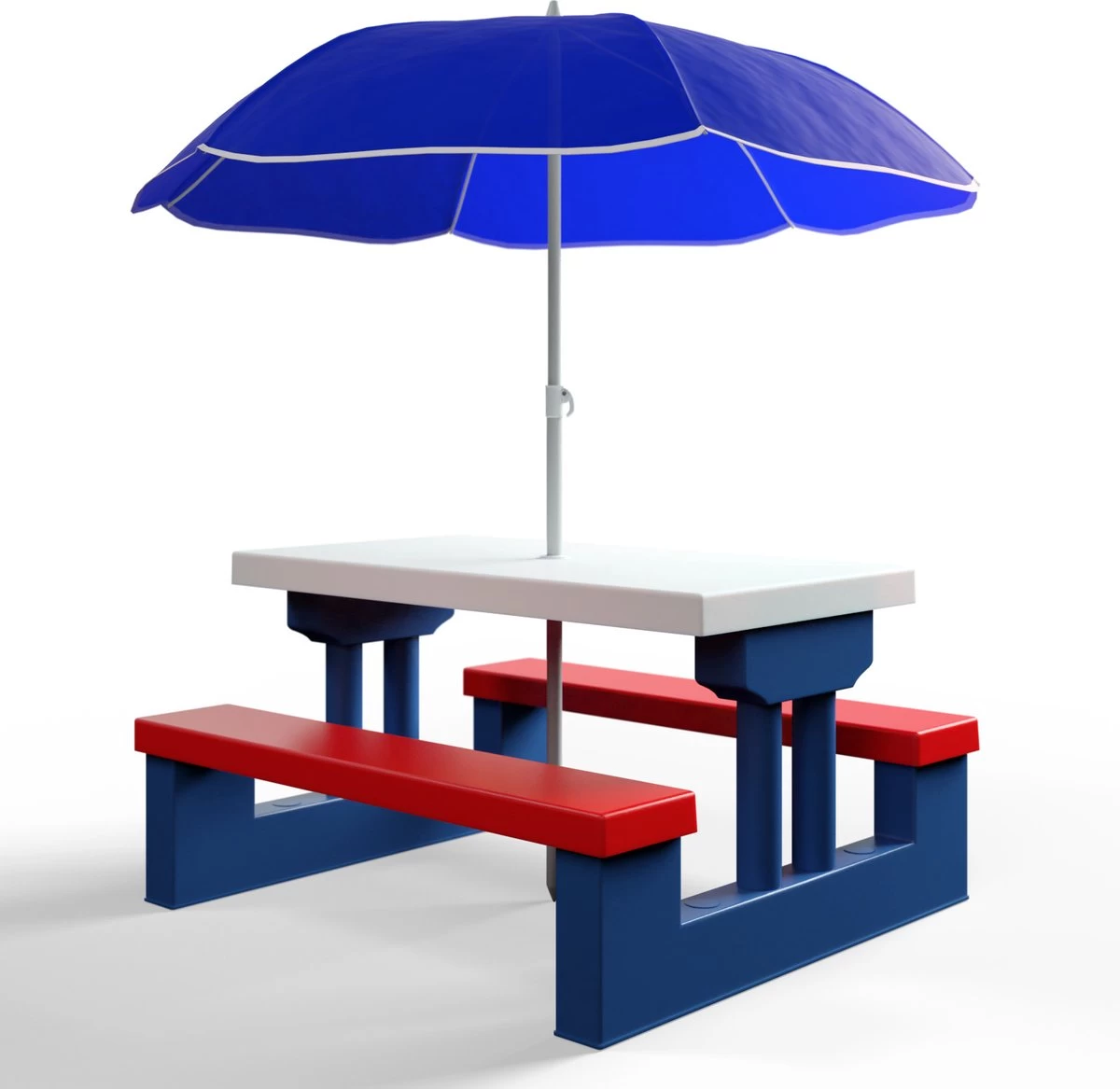 Merkloos Kinder Picknicktafel Met Parasol - Blauw 7 Merkloos Kinder Picknicktafel Met Parasol - Blauw - Afbeelding 7