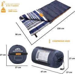 Dutch Mountains Slaapzak Goeree XL - Kussen 25x15cm - 220x90cm Katoenen Slaapzak - Tochtstrip -Buiten Kamperen 1200x1182 7
