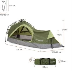 Where Tomorrow Solo Tent 225X100X57 Cm - Groen - 1 Persoons 11 Where Tomorrow Solo Tent 225X100X57 Cm - Groen - 1 Persoons -Buiten Kamperen 1200x1190