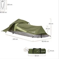 Where Tomorrow Solo Tent 220X80X50 Cm - Groen - 1 Persoons -Buiten Kamperen 1200x1195