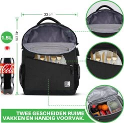Brisby 4 Laags Geïsoleerde Koeltas Rugzak - 25 Liter - Met Handige Vakken Voor Bestek En Essentials - Waterafstotend Materiaal - Zwart -Buiten Kamperen 1200x1196 18