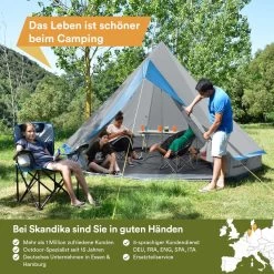 Skandika Tipii II Tent – Tipi-tenten – Teepee – 8 Persoons Campingtent – Muggengaas – 250 Cm Stahoogte – Uitneembare Tentvloer – 3000 Mm Waterkolom – Indische Tent, Partytent, Festivaltent – Outdoor, Camping, Tuin – Kamperen – Grijs/turquoise -Buiten Kamperen 1200x1200 24