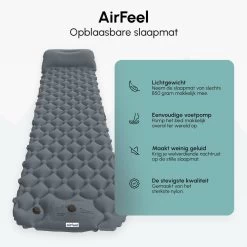 AirFeel Opblaasbaar Slaapmatje - Ingebouwde Pomp En Kussen - Lichtgewicht - 196 X 60 X 6cm - Gray -Buiten Kamperen 1200x1200 374