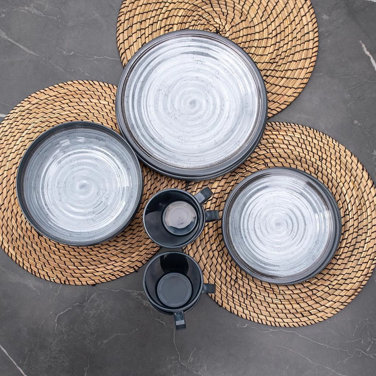 Travellife Jávea Serviesset - 16-delig - Donkergrijs 2 Travellife Jávea Serviesset - 16-delig - Donkergrijs - Afbeelding 2