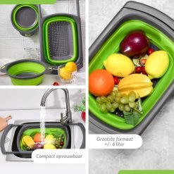 Buxibo - 3-Delige Keuken Vergiet Set Inklapbaar Groen/Grijs 27 Buxibo - 3-Delige Keuken Vergiet Set Inklapbaar Groen/Grijs -Buiten Kamperen 1200x1200 532