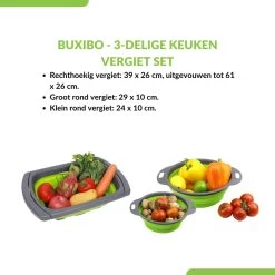 Buxibo - 3-Delige Keuken Vergiet Set Inklapbaar Groen/Grijs 28 Buxibo - 3-Delige Keuken Vergiet Set Inklapbaar Groen/Grijs -Buiten Kamperen 1200x1200 533