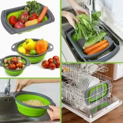 Buxibo - 3-Delige Keuken Vergiet Set Inklapbaar Groen/Grijs 34 Buxibo - 3-Delige Keuken Vergiet Set Inklapbaar Groen/Grijs -Buiten Kamperen 1200x1200 538