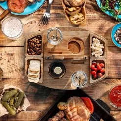 Merkloos Houten Outdoor Wijntafel Draagbare Houten Picknicktafel Mini Campingtafels Met Wijnglas Houder Voor Tuin Outdoor Camping Picknick Strand - Plataan Hout - Wijn -Buiten Kamperen 1200x1200 580