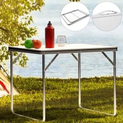 Merkloos Aluminium Inklapbare Tuintafel - Campingtafel - 80x60x68 Cm -Buiten Kamperen 1200x1200 808