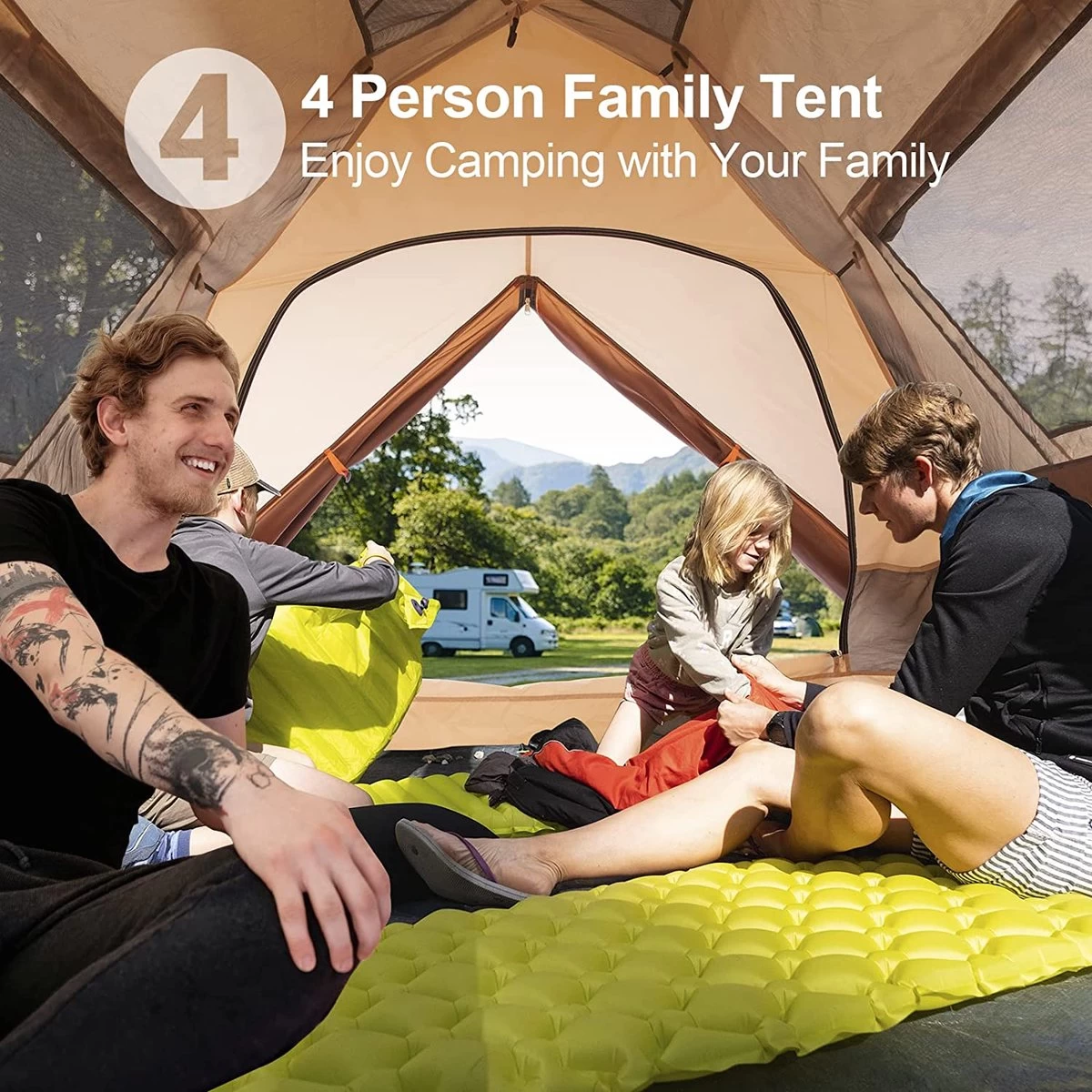 Merkloos Kamping Tent / Absolutely Waterproof, Lightweight Camping Tent With - Tent Ideal For Camping In The Garden, Dome Tent, 9 Merkloos Kamping Tent / Absolutely Waterproof, Lightweight Camping Tent With - Tent Ideal For Camping In The Garden, Dome Tent, - Afbeelding 9