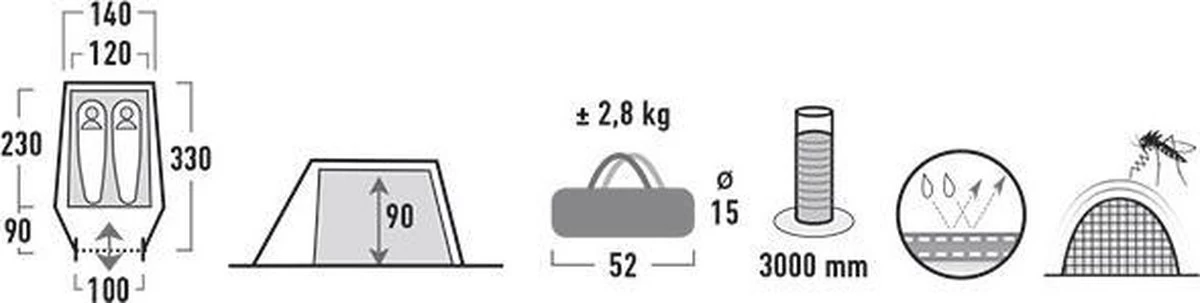 High Peak Kite 2 Tunneltent - Groen - 2 Persoons 7 High Peak Kite 2 Tunneltent - Groen - 2 Persoons - Afbeelding 7