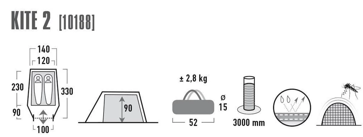 High Peak Kite 2 Tunneltent - Groen - 2 Persoons 6 High Peak Kite 2 Tunneltent - Groen - 2 Persoons - Afbeelding 6