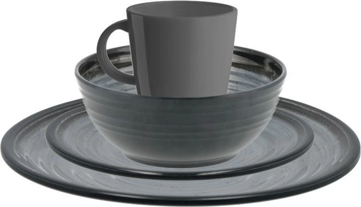 Travellife Jávea Serviesset - 16-delig - Donkergrijs 1 Travellife Jávea Serviesset - 16-delig - Donkergrijs