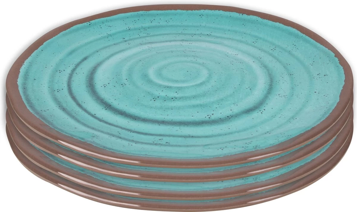 Bo-Camp Ontbijtbord - Halo - 100% Melamine - 4 Stuks - Aqua 1 Bo-Camp Ontbijtbord - Halo - 100% Melamine - 4 Stuks - Aqua
