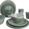 Bo-Camp Servies - Campingbord - 100% Melamine - 16 Delig - Mix & Match - Groen