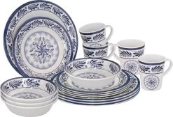 Bo-Camp - Servies - Campingbord - 16-Delig - Old Dutch - Blauw Servies