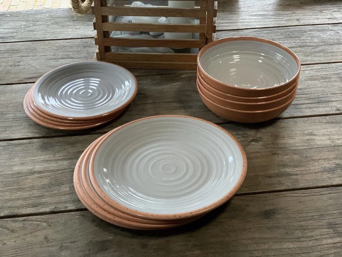Camping Servies - 12 Delig – 100% Melamine Servies Set – Campingservies – Melamine Servies - Terracotta Style 3 Camping Servies - 12 Delig – 100% Melamine Servies Set – Campingservies – Melamine Servies - Terracotta Style - Afbeelding 3