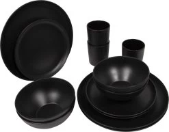 Bo-Camp Industrial - Servies - Orville - Campingbord - 16-delig - Mat Zwart -Buiten Kamperen 1200x938 1