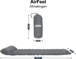 AirFeel Opblaasbaar Slaapmatje - Ingebouwde Pomp En Kussen - Lichtgewicht - 196 X 60 X 6cm - Gray -Buiten Kamperen 1200x939 2