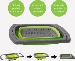 Buxibo - 3-Delige Keuken Vergiet Set Inklapbaar Groen/Grijs 33 Buxibo - 3-Delige Keuken Vergiet Set Inklapbaar Groen/Grijs -Buiten Kamperen 1200x979