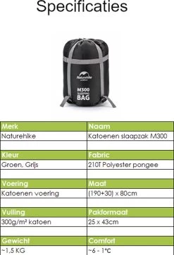 Naturehike® Slaapzak Katoen - 6 Tot 1 Graden - Slaapzakken Volwassenen - 220*80cm - 4 Seizoenen Slaapzak Lente, Zomer, Herfst & Winter - Lichtgewicht & Waterdicht -Buiten Kamperen 818x1200