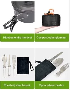 Hikr® Camping Pannenset - Complete 22-delige Kookset - Lichtgewicht - Kookgerei Servies - Outdoor - BPA-vrij - Keukengerei Set -Buiten Kamperen 945x1200