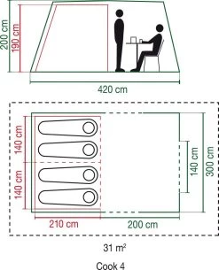 Coleman Cook 4 Tunneltent - Familietent - 4-Persoons - Groen 10 Coleman Cook 4 Tunneltent - Familietent - 4-Persoons - Groen -Buiten Kamperen 971x1200